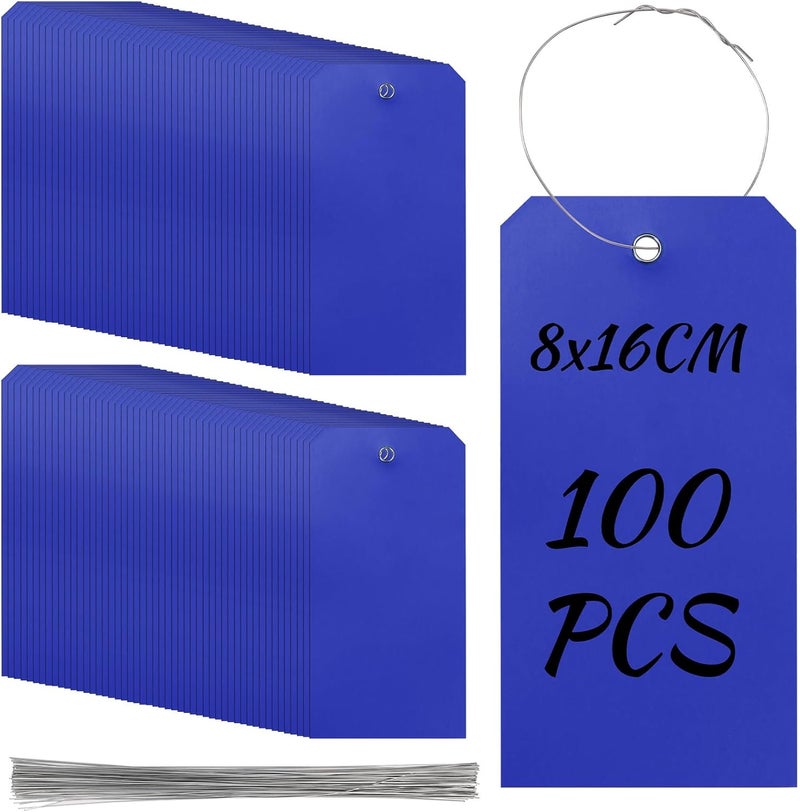 Rustark 100Pcs Blue Plastic Shipping Tags 3.15"x6.3"/8x16CM Plastic Hang Tags Waterproof Shipping Tag Writable Blank Hang Tag with Holes for Luggage Garage Inventory Car Parts - Image 1